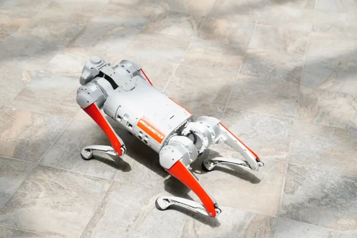 Robot autonome effectuant une tâche de livraison ou d'inventaire dans un entrepôt ou magasin moderne