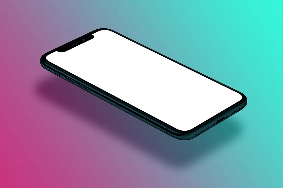 Écran d'iPhone avec une zone publicitaire vide
